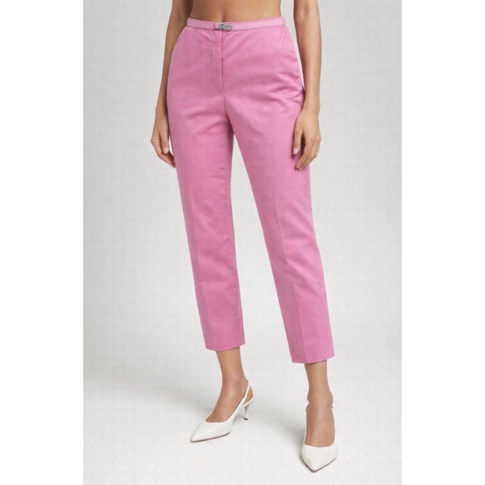 Prada Vintage Barbiecore Womens 4/6 Cotton Straight Leg Poplin Ankle Pant Italy